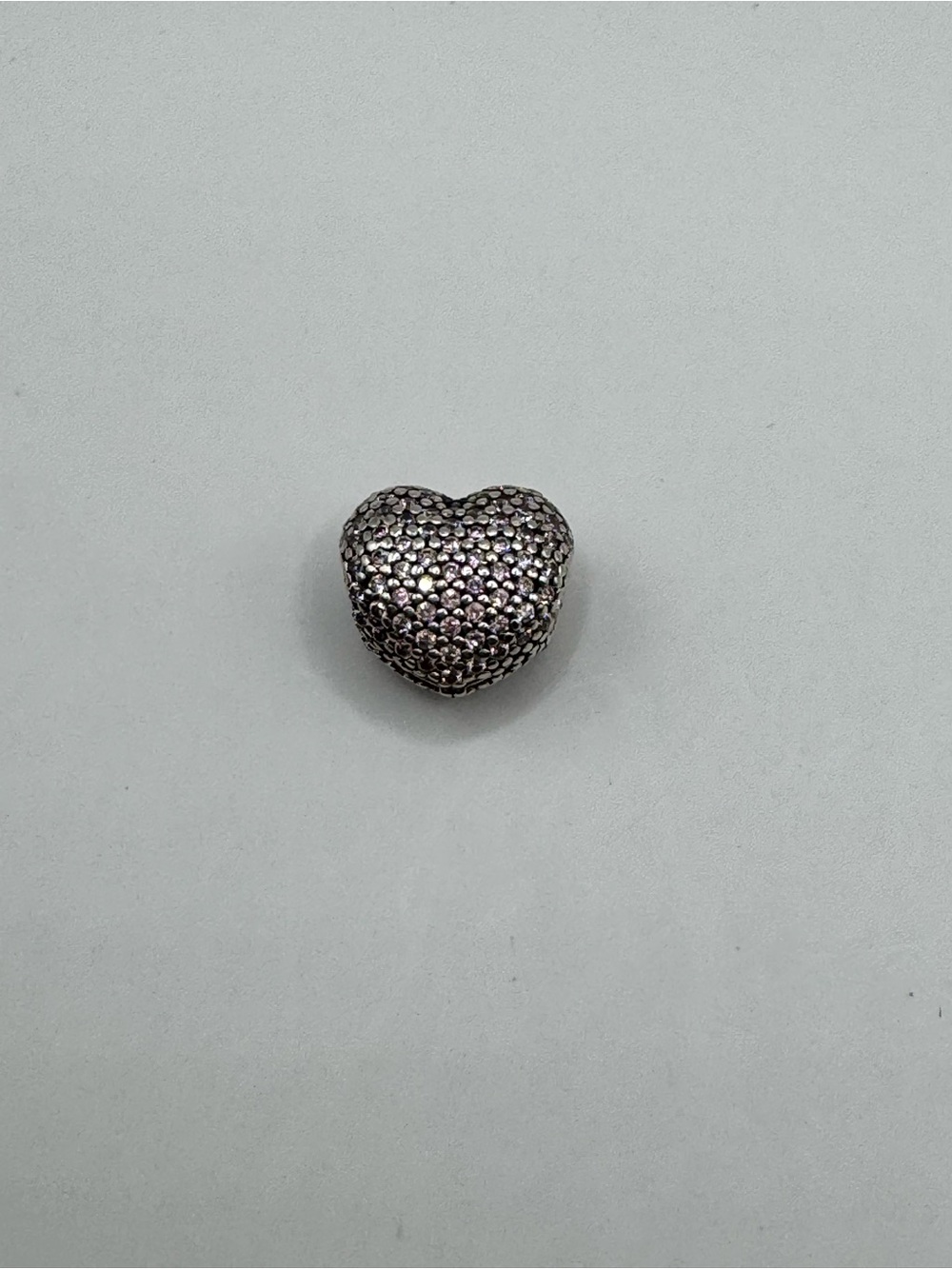 Pandora Retired Pavé Heart Clip Charm Sterling Silver Clear CZ